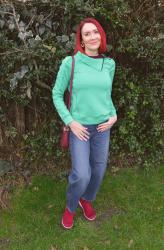 Green Sweatshirt and Jeans + Style With a Smile Link Up