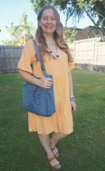 Tiered Linen Dresses and Upcycled Denim Tote Bag