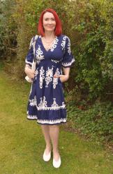 Navy and White Dress + Style With a Smile Link Up