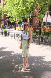 Summer Style: Butter Yellow Slip Skirt + Strappy Sandals