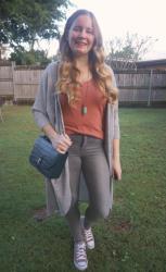 Tees, Grey Jeans, Cocoon Cardigans And Love Too Bag