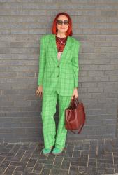 Green Checked Trouser Suit + Style With a Smile Link Up