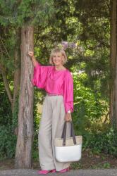Pink top with kimono sleeves