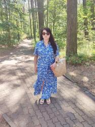 Wzorzysta szmizjerka od Bonprix w wakacyjnej stylizacji