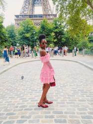 How to Rock an Off-Shoulder Dress with Sleeves in Style (Featuring a Pink Lace Moment in Paris)