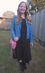 Midi Dresses and Leather Jackets With Pink Bags