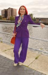 Purple Suit and Bow Blouse + Style With a Smile Link Up