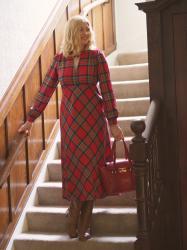 Wearing: Boden Tartan Tea Dress with Different Accessory Options