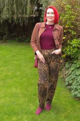 Leopard Print Jeans and Brown Jacket + Style With a Smile Link Up
