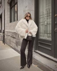 White fur jacket