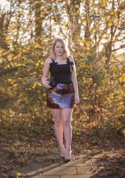 Christmas Party Inspired Outfit – Sequin Skirt & Cute Bow Top