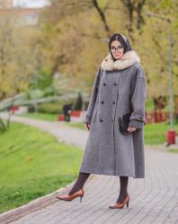 Винтажное пальто с мехом