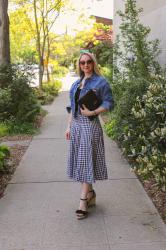 Spring Style: Gingham Skirt + Crop Denim Jacket